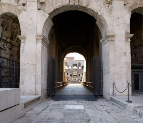 entrance to the colosseum arena floor in rome