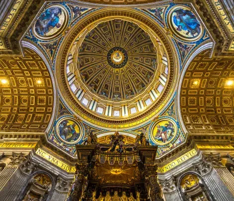 tour the vatican basilica on st. peter's dome at dawn